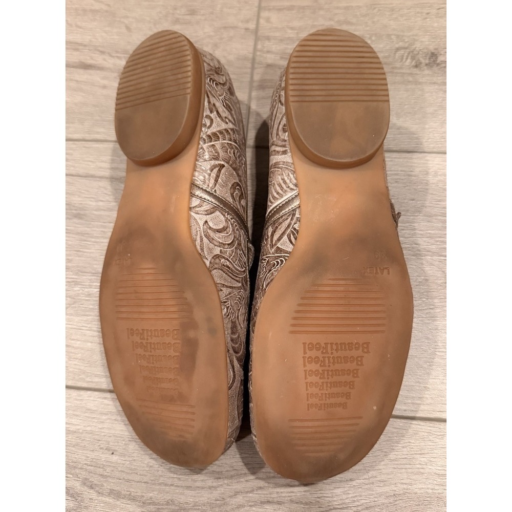 GA2 BeautiFeel Brown Leather Embroidered Mary janes Flats Women's 39 (8-8.5 US) - Picture 6 of 9